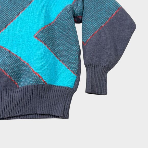 Vtg 80s Demetre Ski Sweater Mens S Wool Geometric Knit USA Made Retro Gorpcore M - Picture 6 of 10